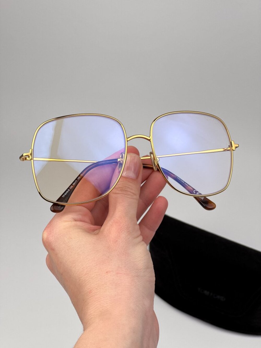Tom Ford Women’s Eyeglasses Gold Oversized Square FT6048-B 030 NEW AUTHENTIC